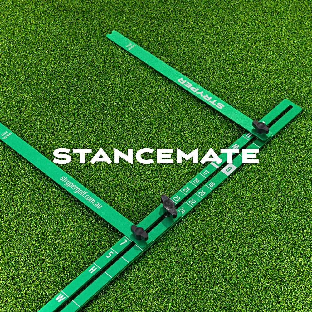 StanceMate stance width and ball position training aid for consistent golf setup