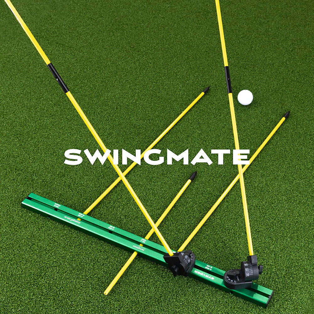 SwingMate golf swing plane training aid with adjustable alignment rod holders