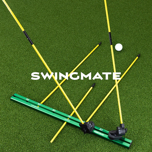 SwingMate golf swing plane training aid with adjustable alignment rod holders